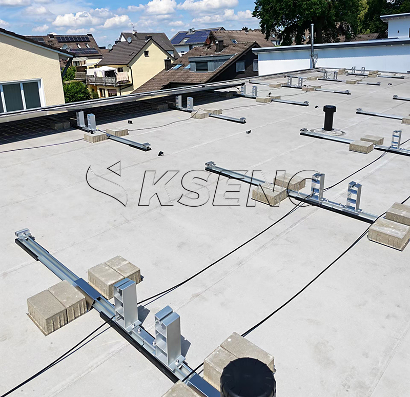 Aluminum ballast solar roof mounting structure for stable and secure rooftop solar installation